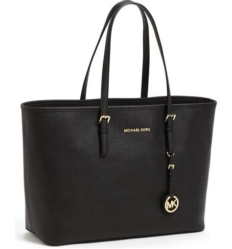 michael kors large chain shoulder tote black|michael kors saffiano leather tote.